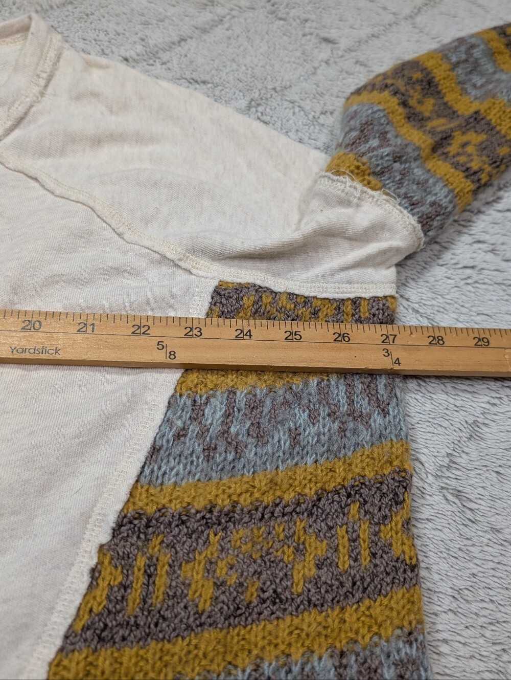 Free People Sweater Womens M Beige Brown Sinner Pullover Western Boho Slouchy - Picture 6 of 7